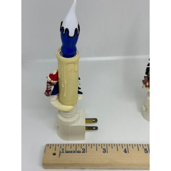 Vintage Christmas Candle Nightlight Set of 2 Snowman Teddy Bear Holiday Decor - Picture 8 of 10